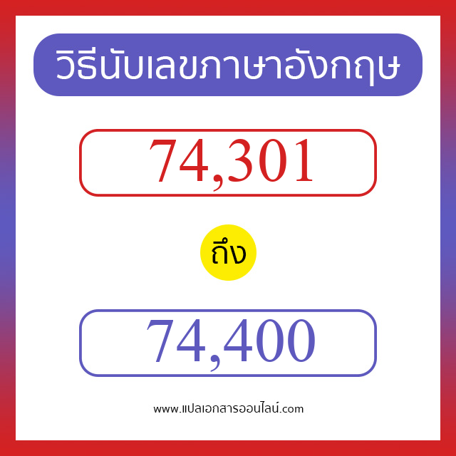 วิธีนับตัวเลขภาษาอังกฤษ 74301 ถึง 74400 เอาไว้คุยกับชาวต่างชาติ