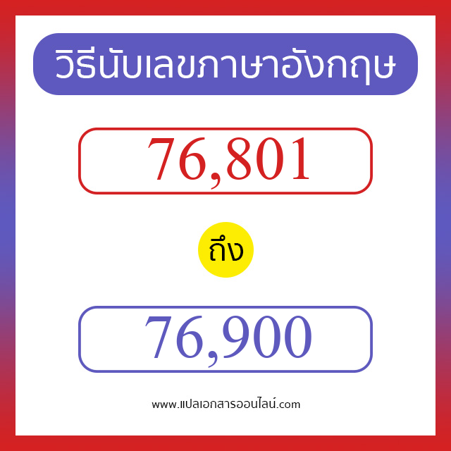 วิธีนับตัวเลขภาษาอังกฤษ 76801 ถึง 76900 เอาไว้คุยกับชาวต่างชาติ