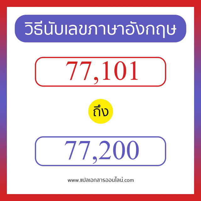 วิธีนับตัวเลขภาษาอังกฤษ 77101 ถึง 77200 เอาไว้คุยกับชาวต่างชาติ