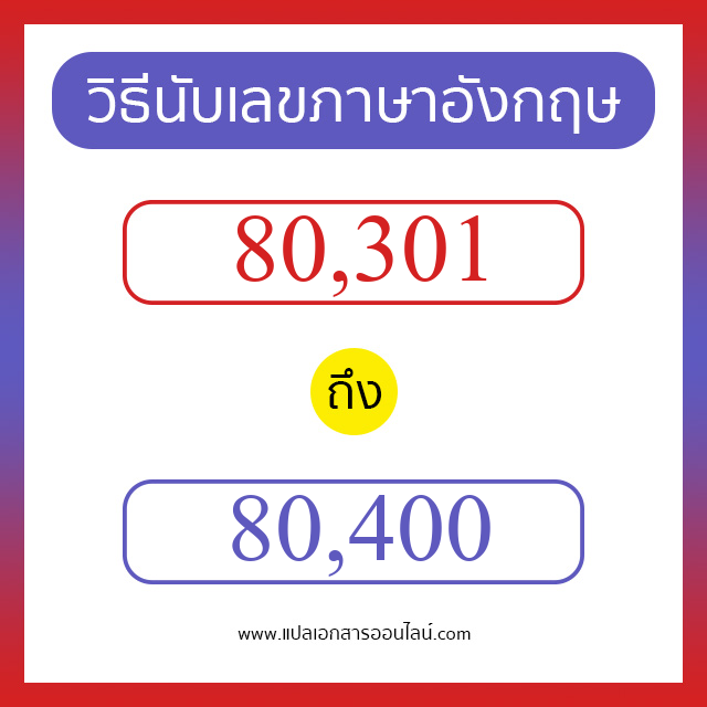 วิธีนับตัวเลขภาษาอังกฤษ 80301 ถึง 80400 เอาไว้คุยกับชาวต่างชาติ