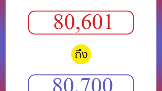 วิธีนับตัวเลขภาษาอังกฤษ 80601 ถึง 80700 เอาไว้คุยกับชาวต่างชาติ