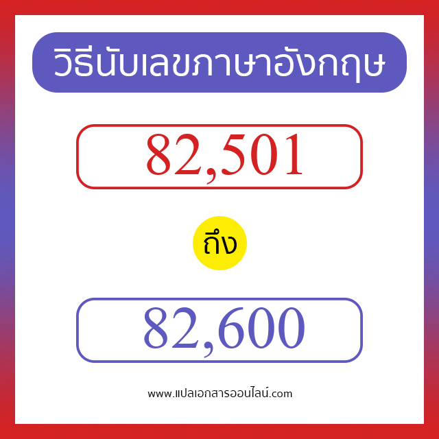 วิธีนับตัวเลขภาษาอังกฤษ 82501 ถึง 82600 เอาไว้คุยกับชาวต่างชาติ