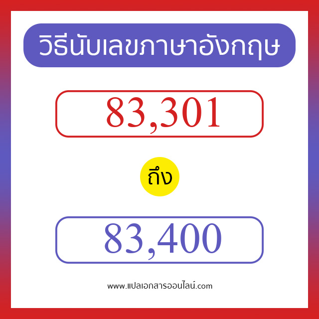 วิธีนับตัวเลขภาษาอังกฤษ 83301 ถึง 83400 เอาไว้คุยกับชาวต่างชาติ