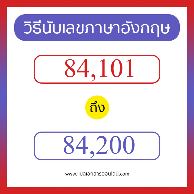 วิธีนับตัวเลขภาษาอังกฤษ 84101 ถึง 84200 เอาไว้คุยกับชาวต่างชาติ