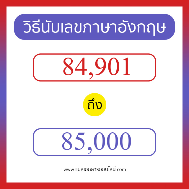 วิธีนับตัวเลขภาษาอังกฤษ 84901 ถึง 85000 เอาไว้คุยกับชาวต่างชาติ