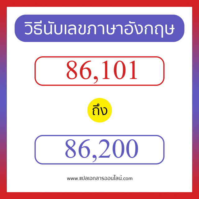 วิธีนับตัวเลขภาษาอังกฤษ 86101 ถึง 86200 เอาไว้คุยกับชาวต่างชาติ