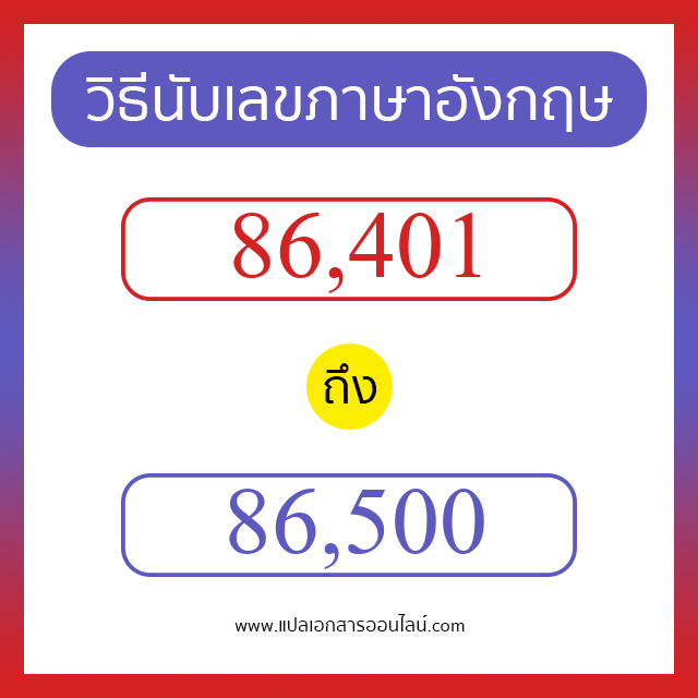 วิธีนับตัวเลขภาษาอังกฤษ 86401 ถึง 86500 เอาไว้คุยกับชาวต่างชาติ