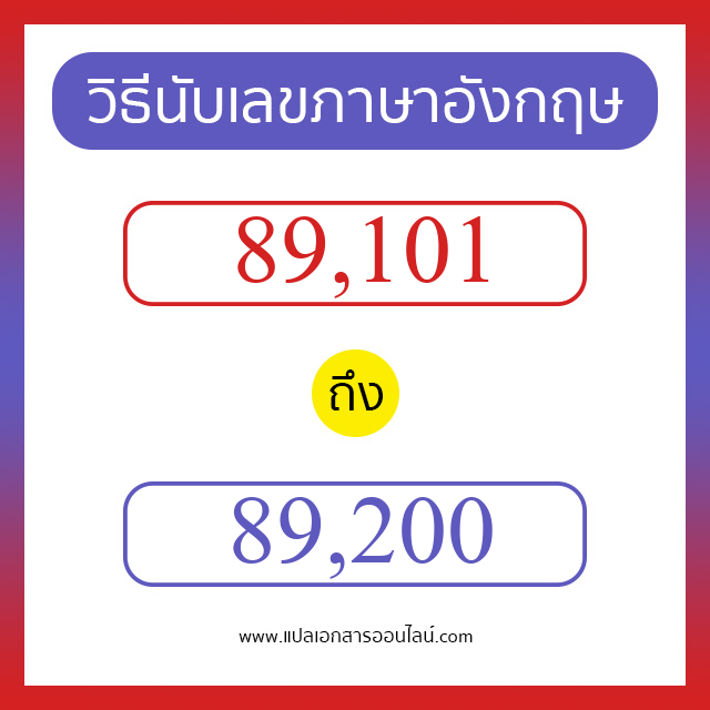 วิธีนับตัวเลขภาษาอังกฤษ 89101 ถึง 89200 เอาไว้คุยกับชาวต่างชาติ