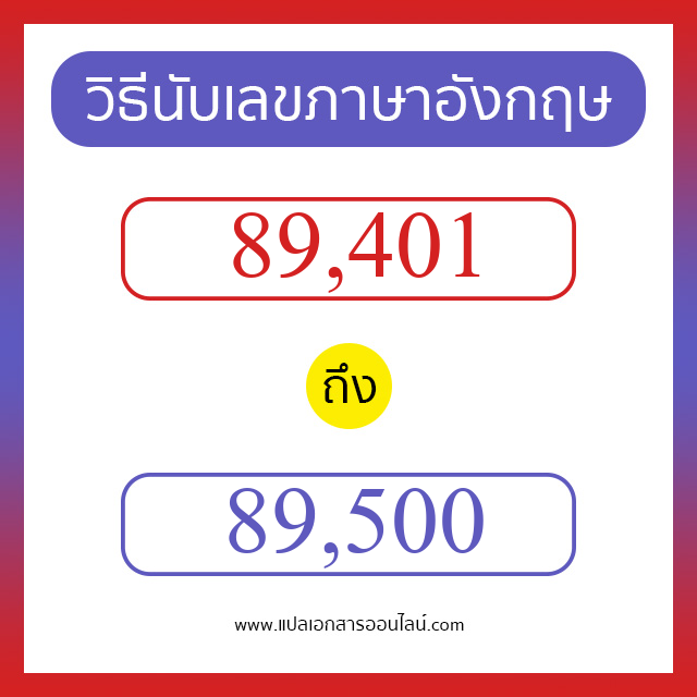 วิธีนับตัวเลขภาษาอังกฤษ 89401 ถึง 89500 เอาไว้คุยกับชาวต่างชาติ