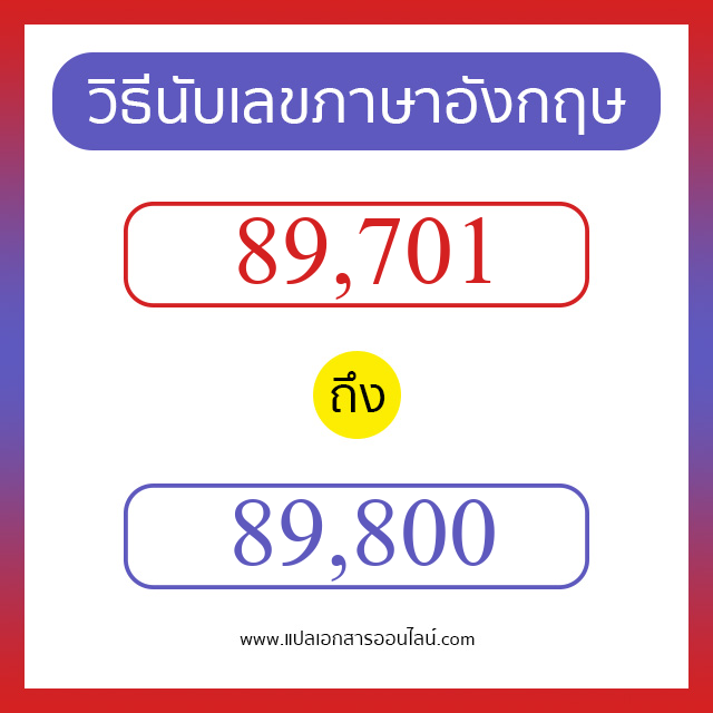 วิธีนับตัวเลขภาษาอังกฤษ 89701 ถึง 89800 เอาไว้คุยกับชาวต่างชาติ