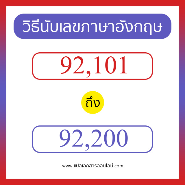 วิธีนับตัวเลขภาษาอังกฤษ 92101 ถึง 92200 เอาไว้คุยกับชาวต่างชาติ