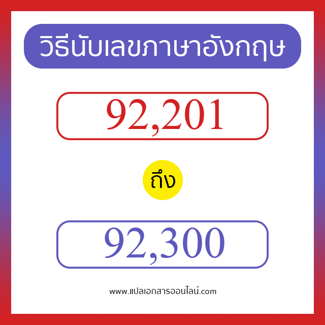 วิธีนับตัวเลขภาษาอังกฤษ 92201 ถึง 92300 เอาไว้คุยกับชาวต่างชาติ