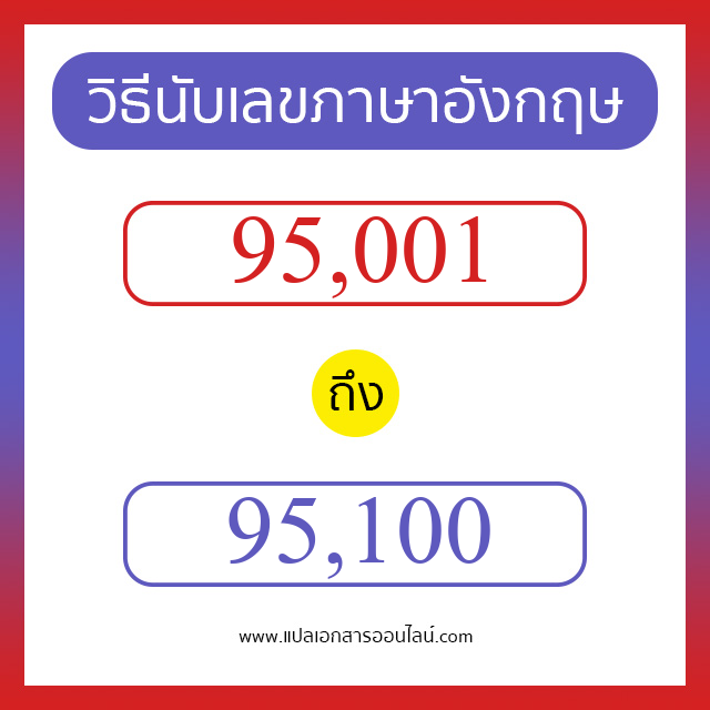 วิธีนับตัวเลขภาษาอังกฤษ 95001 ถึง 95100 เอาไว้คุยกับชาวต่างชาติ