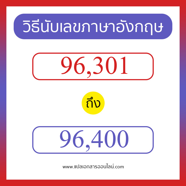 วิธีนับตัวเลขภาษาอังกฤษ 96301 ถึง 96400 เอาไว้คุยกับชาวต่างชาติ