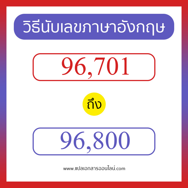 วิธีนับตัวเลขภาษาอังกฤษ 96701 ถึง 96800 เอาไว้คุยกับชาวต่างชาติ