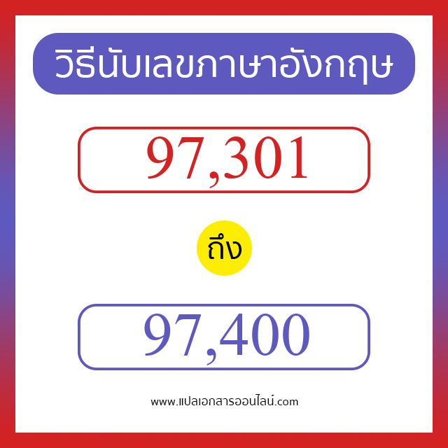 วิธีนับตัวเลขภาษาอังกฤษ 97301 ถึง 97400 เอาไว้คุยกับชาวต่างชาติ