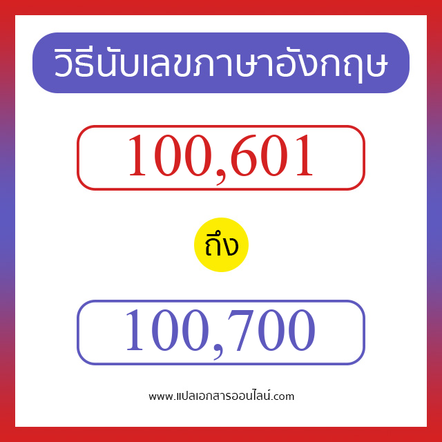 วิธีนับตัวเลขภาษาอังกฤษ 100601 ถึง 100700 เอาไว้คุยกับชาวต่างชาติ