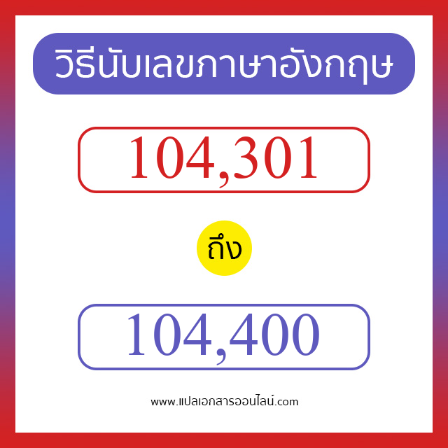 วิธีนับตัวเลขภาษาอังกฤษ 104301 ถึง 104400 เอาไว้คุยกับชาวต่างชาติ