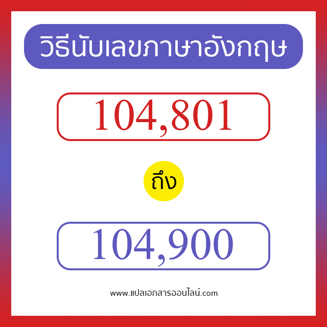 วิธีนับตัวเลขภาษาอังกฤษ 104801 ถึง 104900 เอาไว้คุยกับชาวต่างชาติ