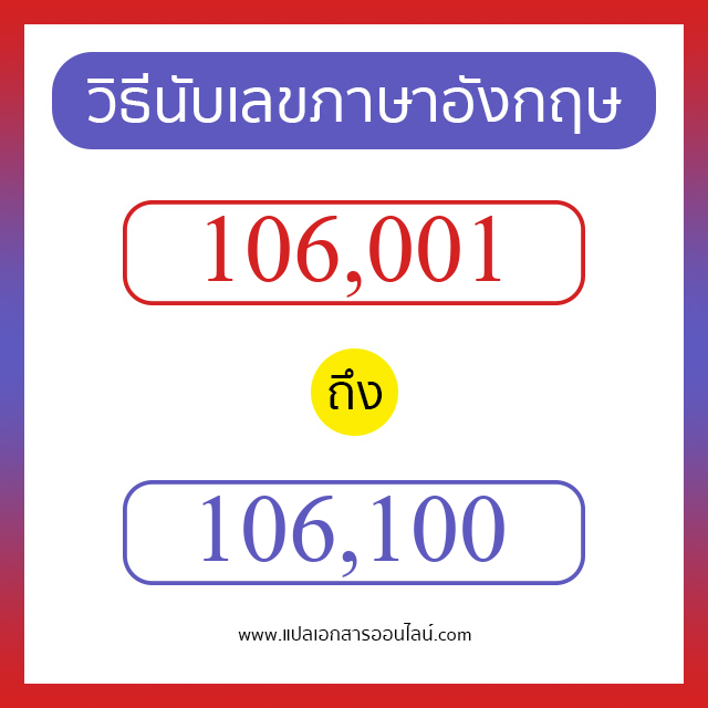 วิธีนับตัวเลขภาษาอังกฤษ 106001 ถึง 106100 เอาไว้คุยกับชาวต่างชาติ