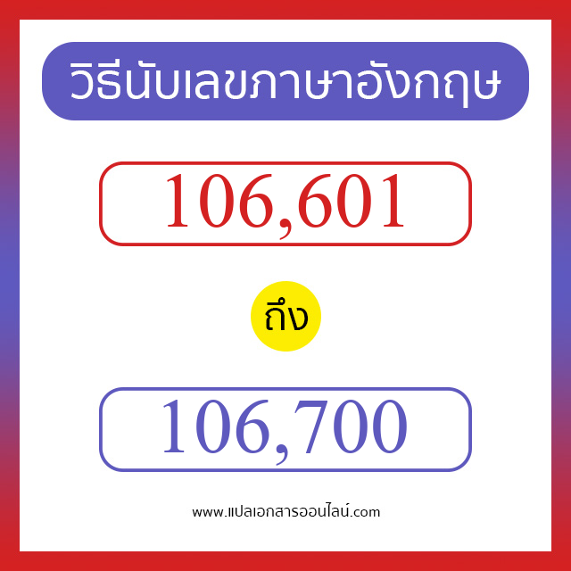 วิธีนับตัวเลขภาษาอังกฤษ 106601 ถึง 106700 เอาไว้คุยกับชาวต่างชาติ