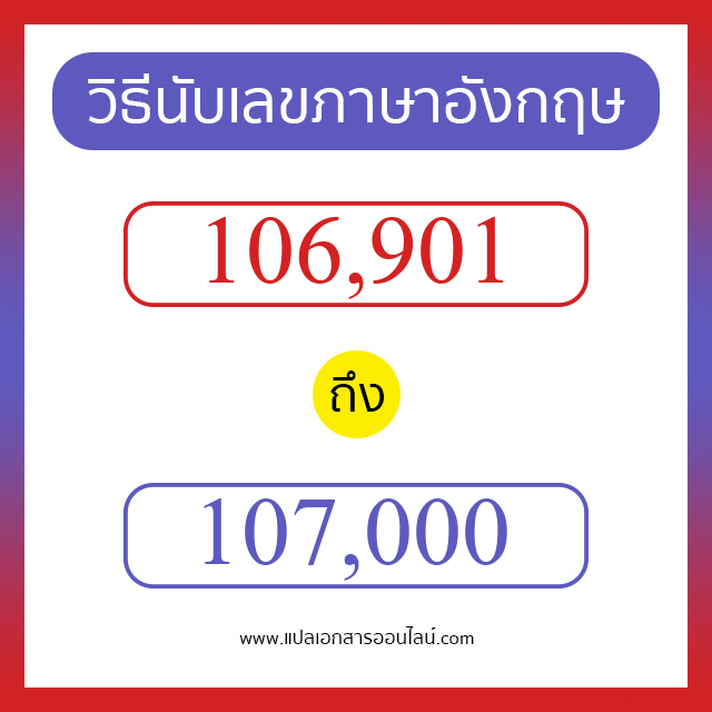 วิธีนับตัวเลขภาษาอังกฤษ 106901 ถึง 107000 เอาไว้คุยกับชาวต่างชาติ