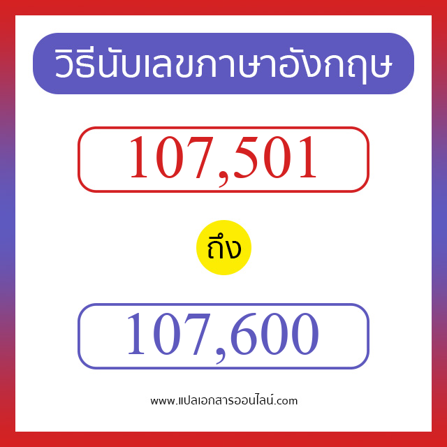 วิธีนับตัวเลขภาษาอังกฤษ 107501 ถึง 107600 เอาไว้คุยกับชาวต่างชาติ