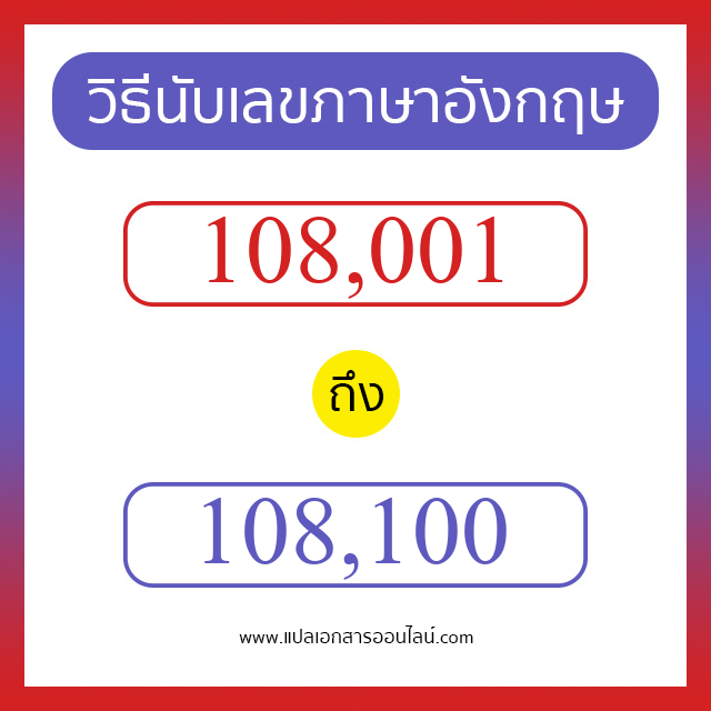 วิธีนับตัวเลขภาษาอังกฤษ 108001 ถึง 108100 เอาไว้คุยกับชาวต่างชาติ