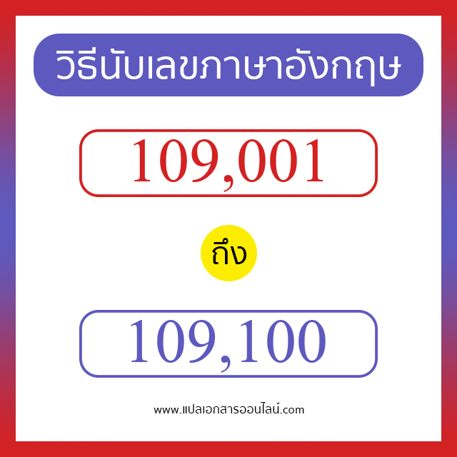 วิธีนับตัวเลขภาษาอังกฤษ 109001 ถึง 109100 เอาไว้คุยกับชาวต่างชาติ