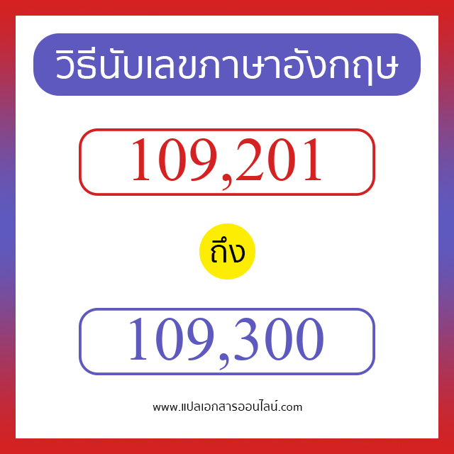 วิธีนับตัวเลขภาษาอังกฤษ 109201 ถึง 109300 เอาไว้คุยกับชาวต่างชาติ