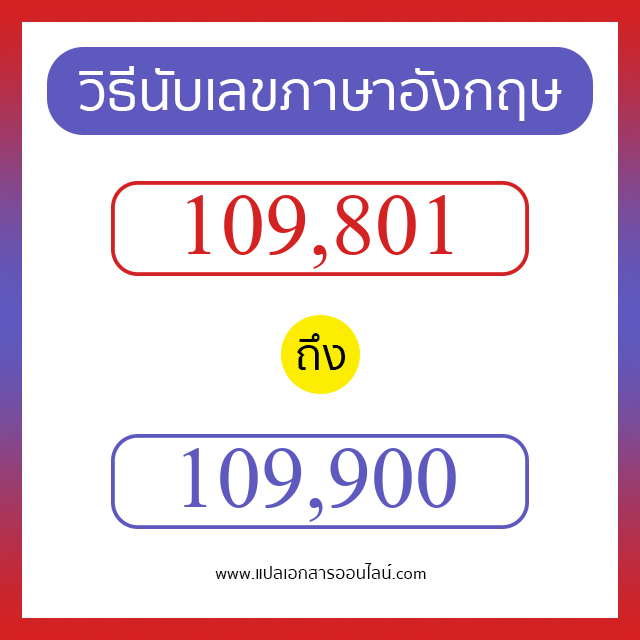 วิธีนับตัวเลขภาษาอังกฤษ 109801 ถึง 109900 เอาไว้คุยกับชาวต่างชาติ