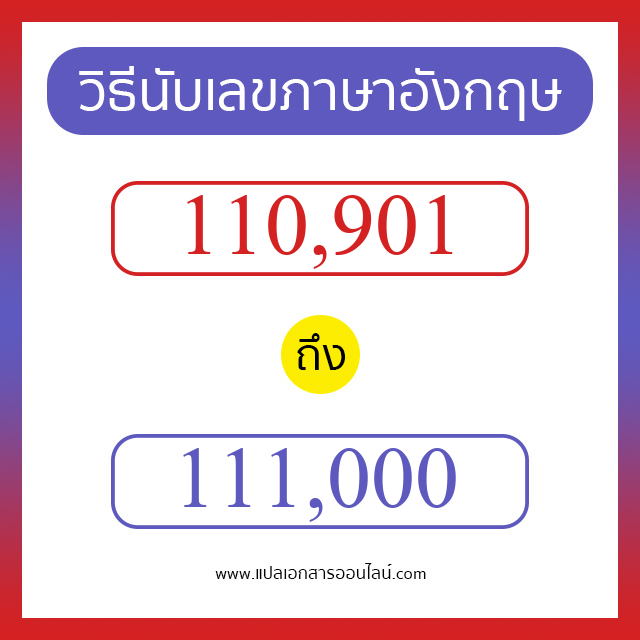 วิธีนับตัวเลขภาษาอังกฤษ 110901 ถึง 111000 เอาไว้คุยกับชาวต่างชาติ