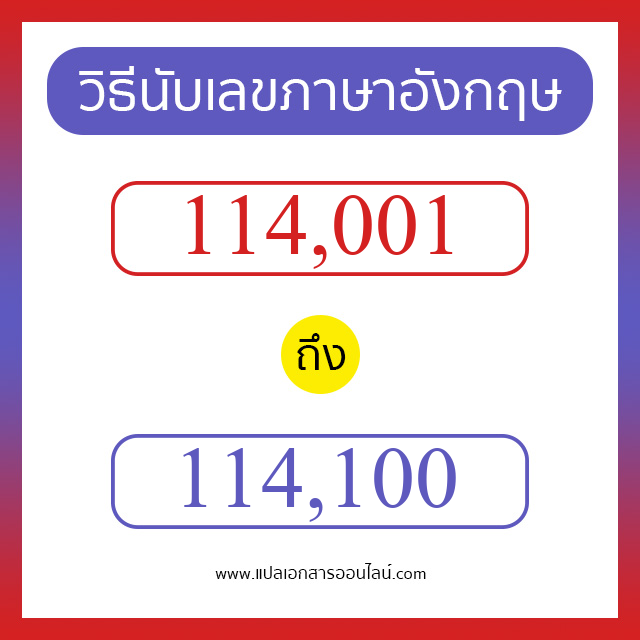 วิธีนับตัวเลขภาษาอังกฤษ 114001 ถึง 114100 เอาไว้คุยกับชาวต่างชาติ