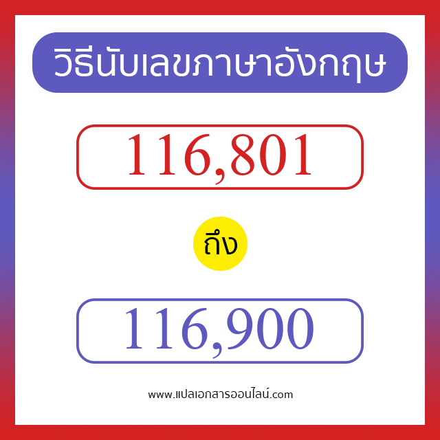 วิธีนับตัวเลขภาษาอังกฤษ 116801 ถึง 116900 เอาไว้คุยกับชาวต่างชาติ