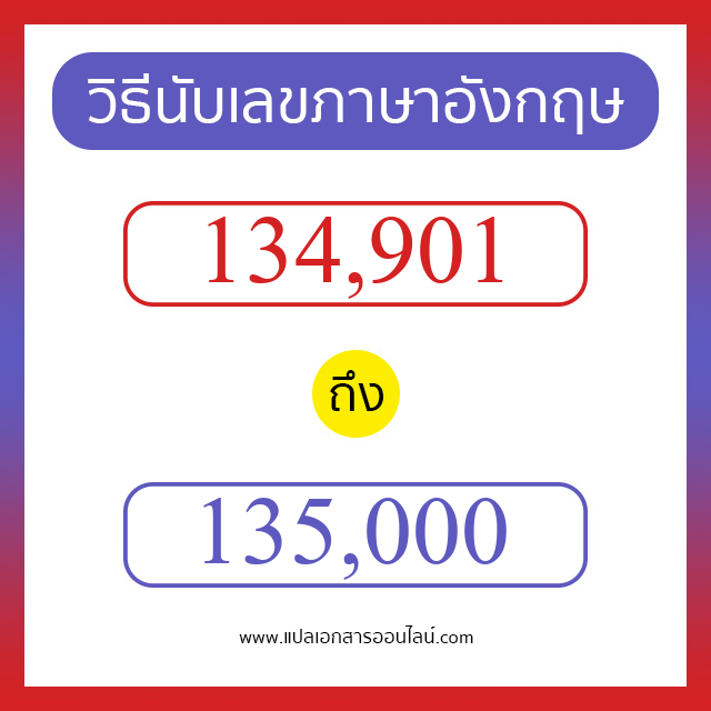 วิธีนับตัวเลขภาษาอังกฤษ 134901 ถึง 135000 เอาไว้คุยกับชาวต่างชาติ