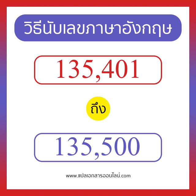 วิธีนับตัวเลขภาษาอังกฤษ 135401 ถึง 135500 เอาไว้คุยกับชาวต่างชาติ