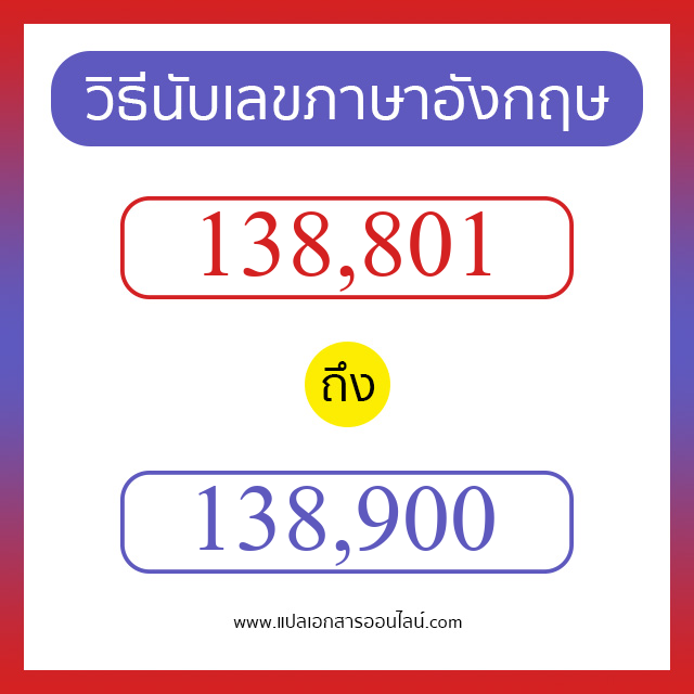 วิธีนับตัวเลขภาษาอังกฤษ 138801 ถึง 138900 เอาไว้คุยกับชาวต่างชาติ