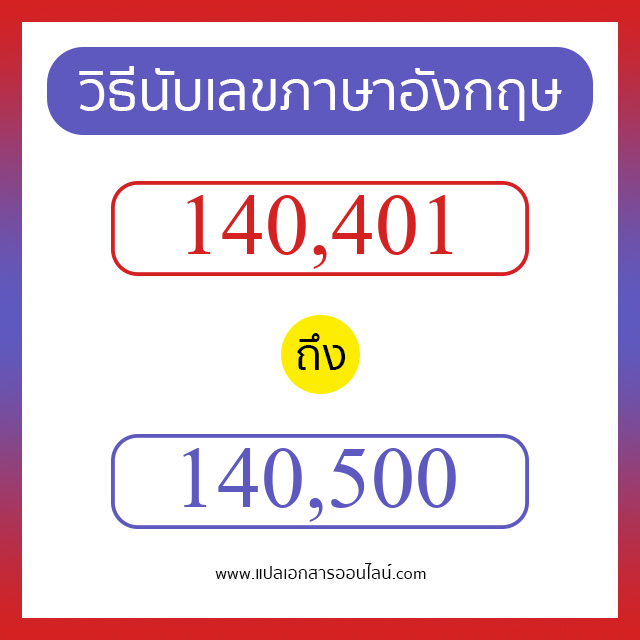 วิธีนับตัวเลขภาษาอังกฤษ 140401 ถึง 140500 เอาไว้คุยกับชาวต่างชาติ