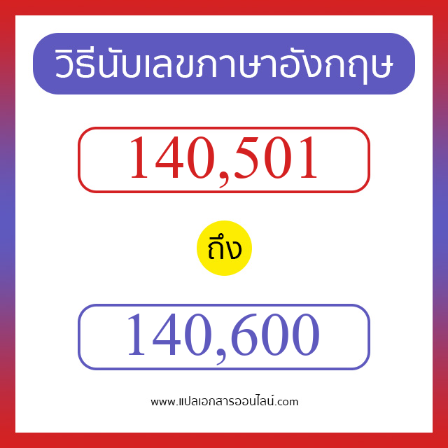 วิธีนับตัวเลขภาษาอังกฤษ 140501 ถึง 140600 เอาไว้คุยกับชาวต่างชาติ