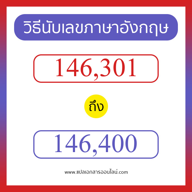 วิธีนับตัวเลขภาษาอังกฤษ 146301 ถึง 146400 เอาไว้คุยกับชาวต่างชาติ