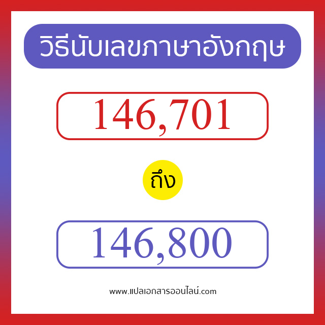 วิธีนับตัวเลขภาษาอังกฤษ 146701 ถึง 146800 เอาไว้คุยกับชาวต่างชาติ