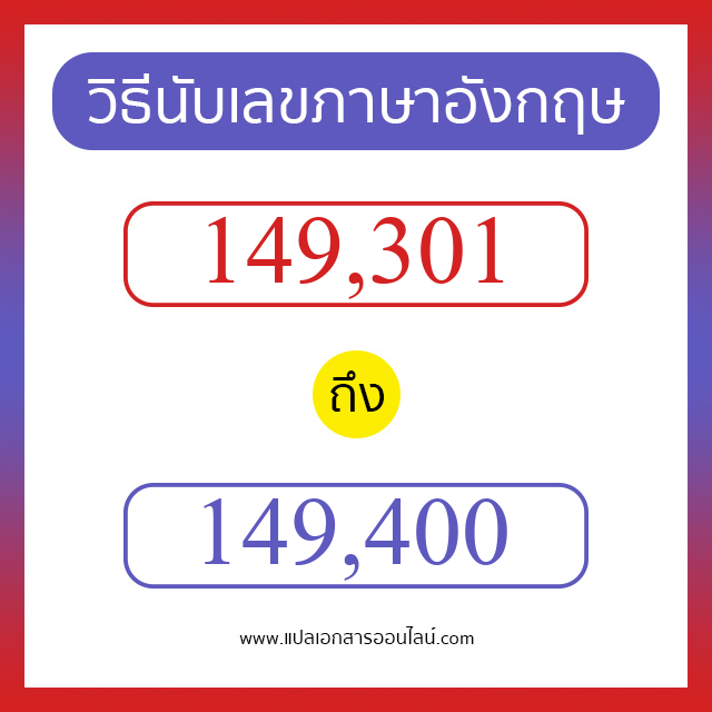 วิธีนับตัวเลขภาษาอังกฤษ 149301 ถึง 149400 เอาไว้คุยกับชาวต่างชาติ