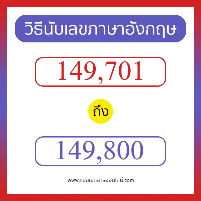 วิธีนับตัวเลขภาษาอังกฤษ 149701 ถึง 149800 เอาไว้คุยกับชาวต่างชาติ