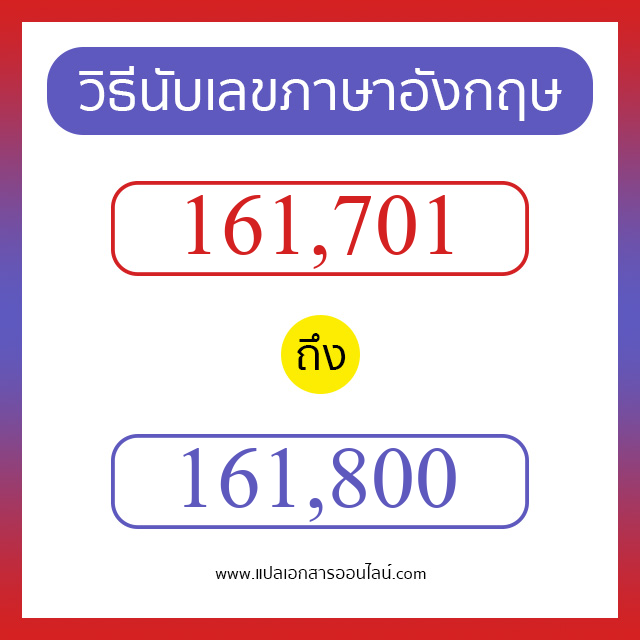 วิธีนับตัวเลขภาษาอังกฤษ 161701 ถึง 161800 เอาไว้คุยกับชาวต่างชาติ