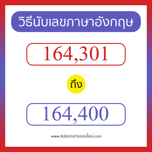 วิธีนับตัวเลขภาษาอังกฤษ 164301 ถึง 164400 เอาไว้คุยกับชาวต่างชาติ