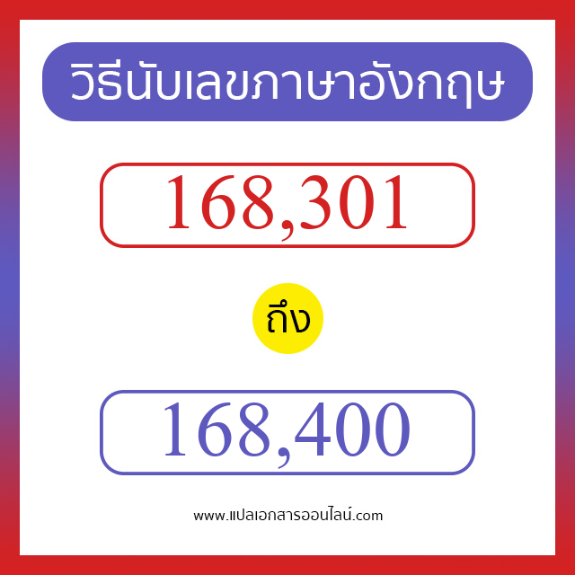 วิธีนับตัวเลขภาษาอังกฤษ 168301 ถึง 168400 เอาไว้คุยกับชาวต่างชาติ