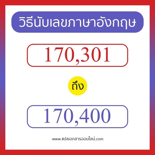 วิธีนับตัวเลขภาษาอังกฤษ 170301 ถึง 170400 เอาไว้คุยกับชาวต่างชาติ