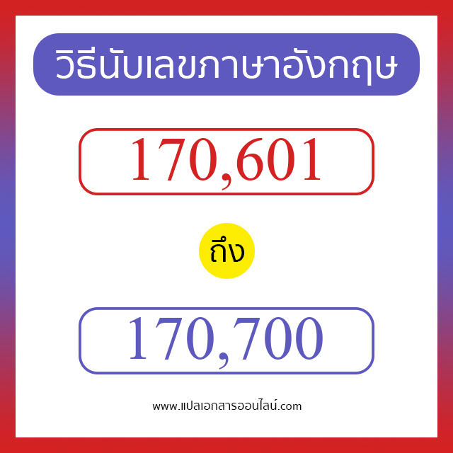 วิธีนับตัวเลขภาษาอังกฤษ 170601 ถึง 170700 เอาไว้คุยกับชาวต่างชาติ