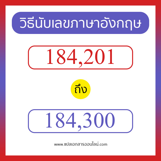 วิธีนับตัวเลขภาษาอังกฤษ 184201 ถึง 184300 เอาไว้คุยกับชาวต่างชาติ