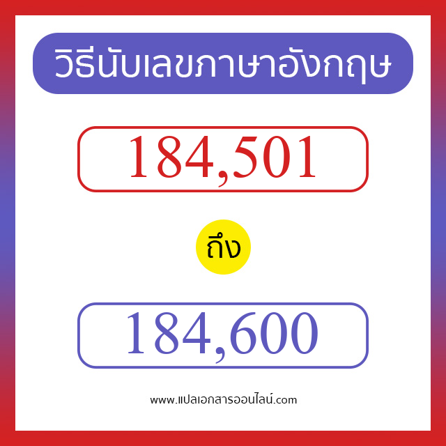 วิธีนับตัวเลขภาษาอังกฤษ 184501 ถึง 184600 เอาไว้คุยกับชาวต่างชาติ